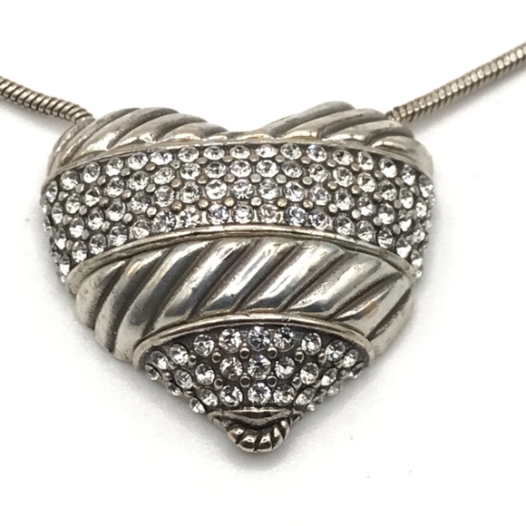 Brighton Pendant Necklace My Broken Crystal Heart Silver Plate 16.5-18.5" Chain - Picture 3 of 10